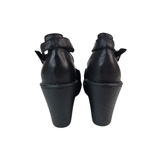 Born Black Leather Mary Jane Cross Strap Wedges Women's Size 7.5 - Picture 7 of 14